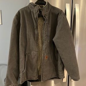 Carhartt Sherpa lined Duck Canvas coat Mens large